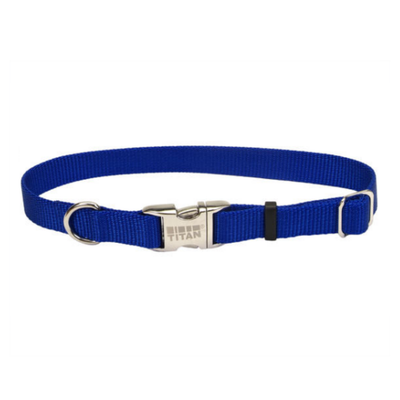 Titan Adj Nylon Collar w Buckle Blue