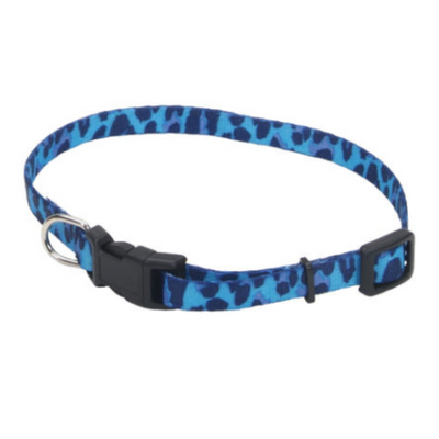 Li'l Pals Adjustable Nylon Collar Blue Leopard
