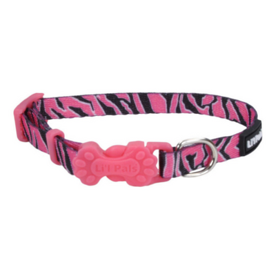 Li'l Pals Adjustable Nylon Collar Pink Zebra