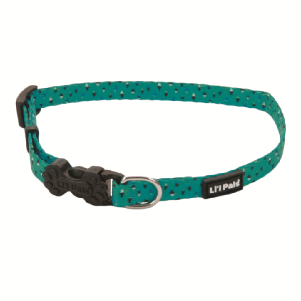 Li'l Pals Collar Teal & Grey Diamond