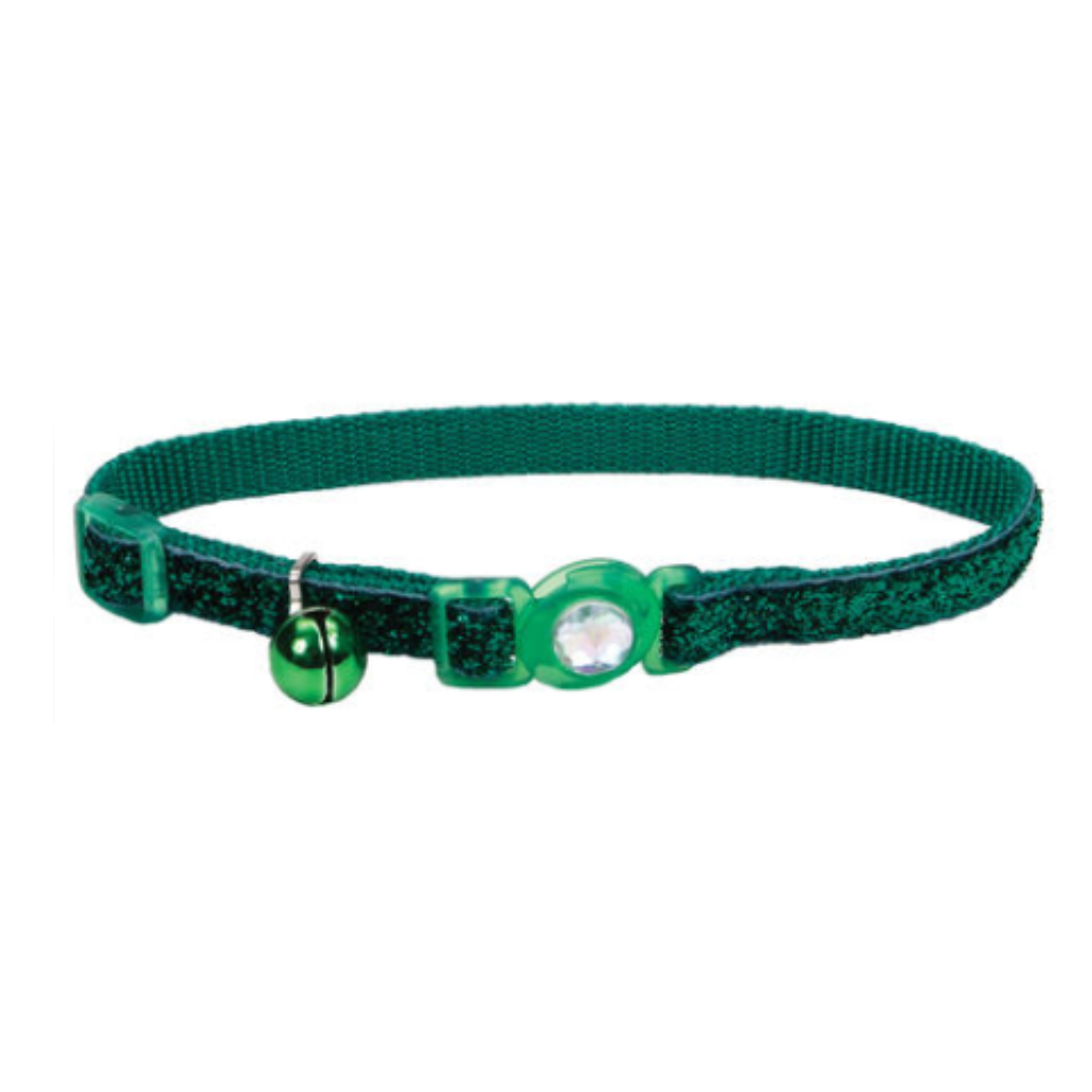 Jewel Buckle Adj Collar with Glitter Green