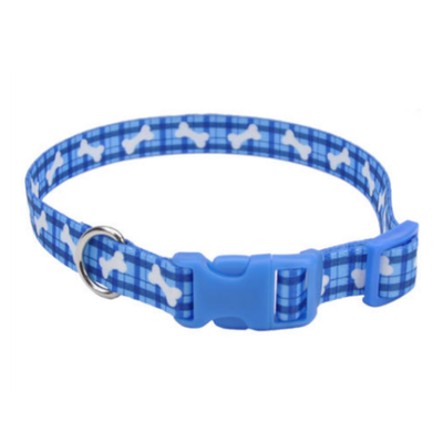 Pet Attire Styles Adj Collar Plaid Bones