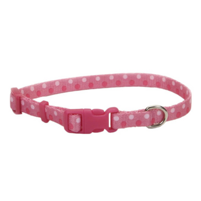 Pet Attire Adj Collar Pink Dots