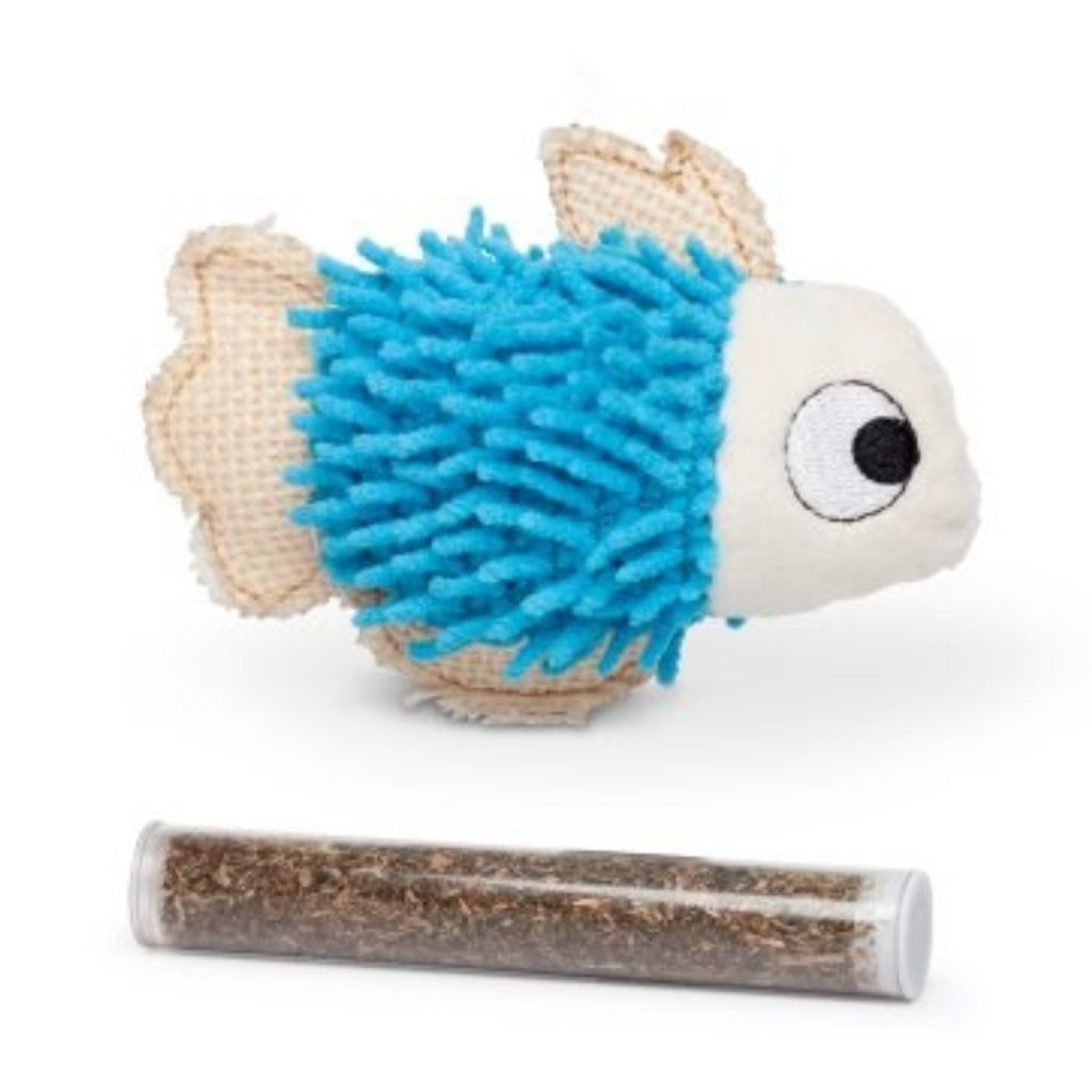 Budz Blue Fish Cat Toy with Catnip Pocket & Tube