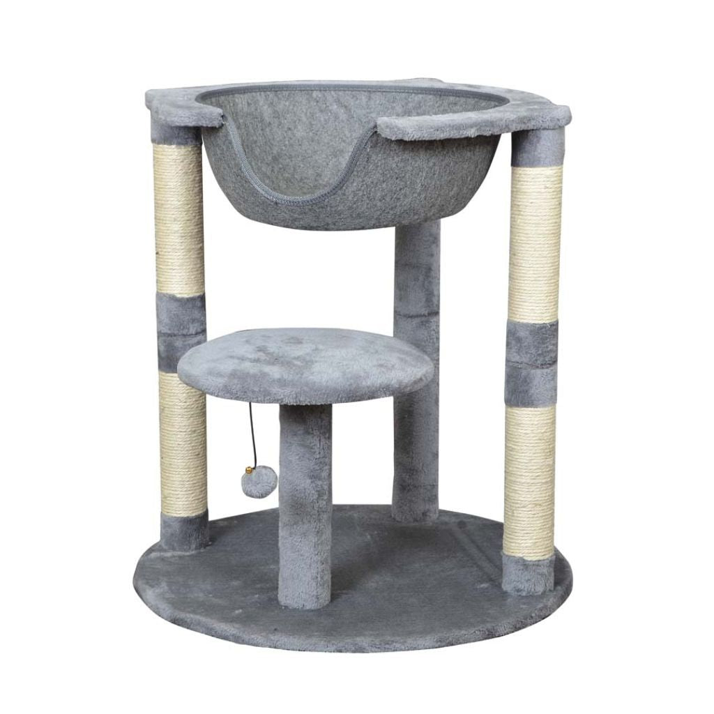 2 Levels Cat Tree With Suspended Bed Grey