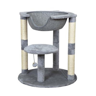 2 Levels Cat Tree With Suspended Bed Grey