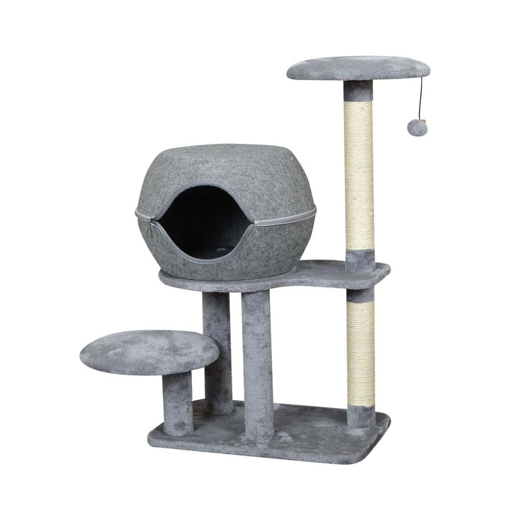 3 Levels Cat Tree With Hiding Place Grey