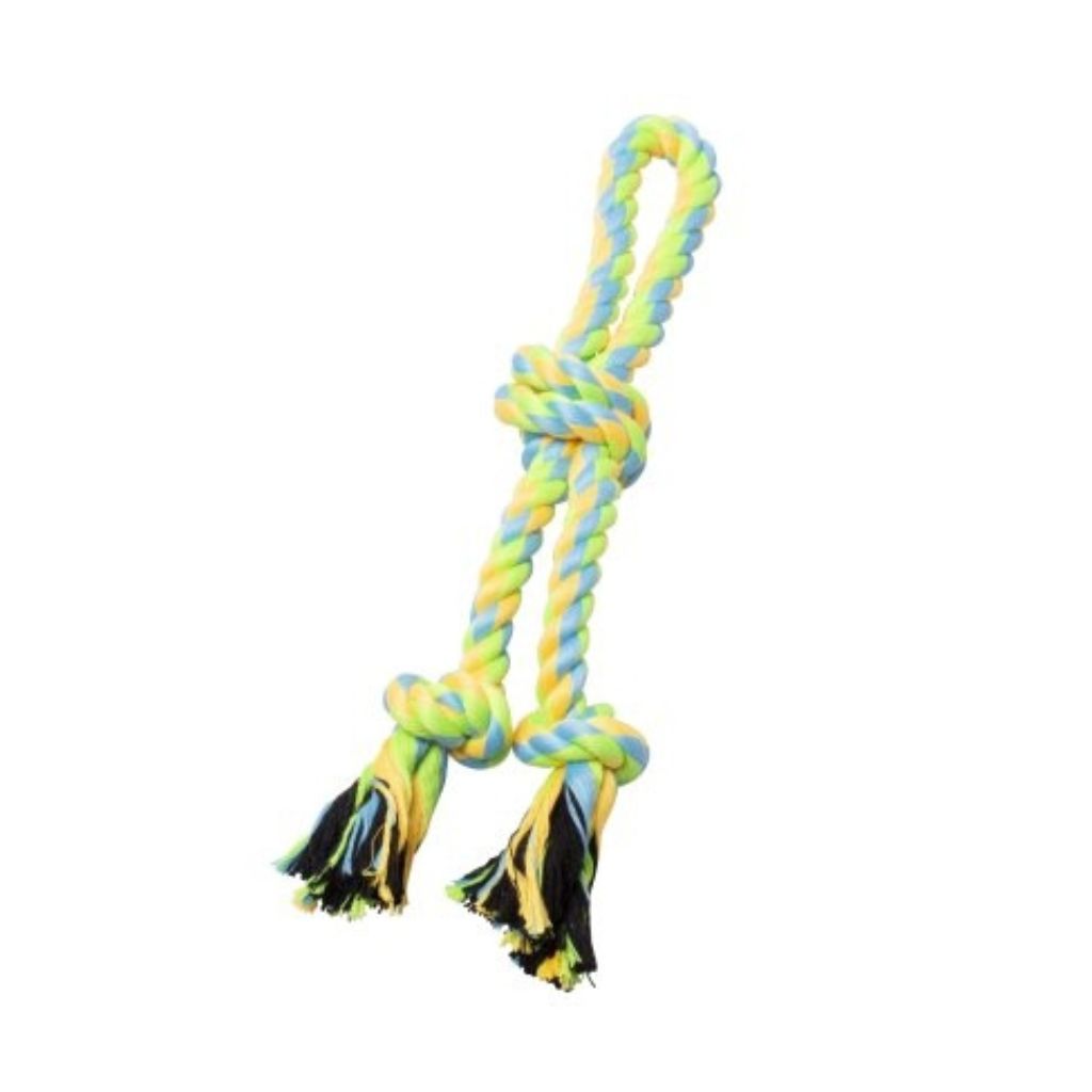 Double Rope with 3 Knots Green and Yellow