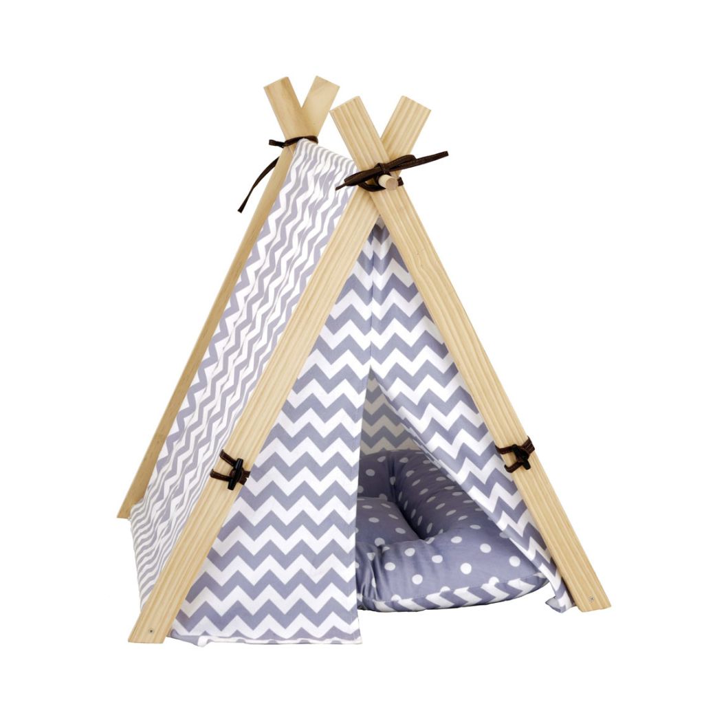 Camping Style Tent Herringbone Gray & White