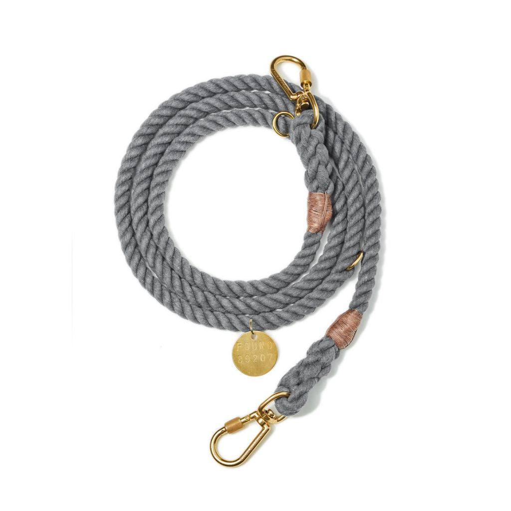 Up-Cycled Rope Adjustable Leash - Grey