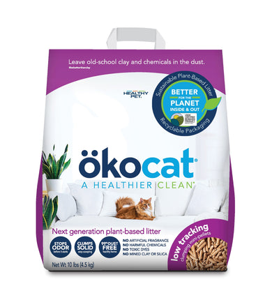 Okocat Low Tracking Less Mess Clumping Wood Cat Litter 10 kg.
