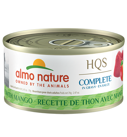 ALMO NATURE HQS COMPLETE CAT Tuna recipe with Mango in Gravy 24 X 70 gram cans