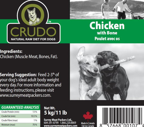 Crudo Chicken with Bone 500 gram tubes