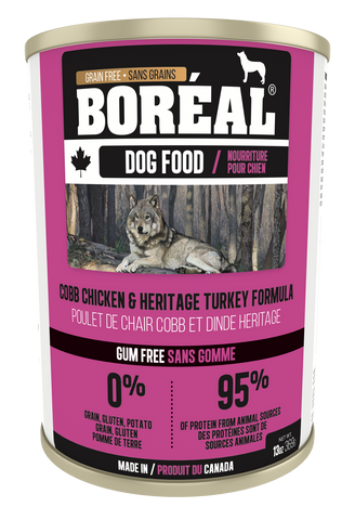BORÉAL CANADIAN Heritage Turkey & COBB CHICKEN FORMULA for dogs 12 x 13.2 oz cans