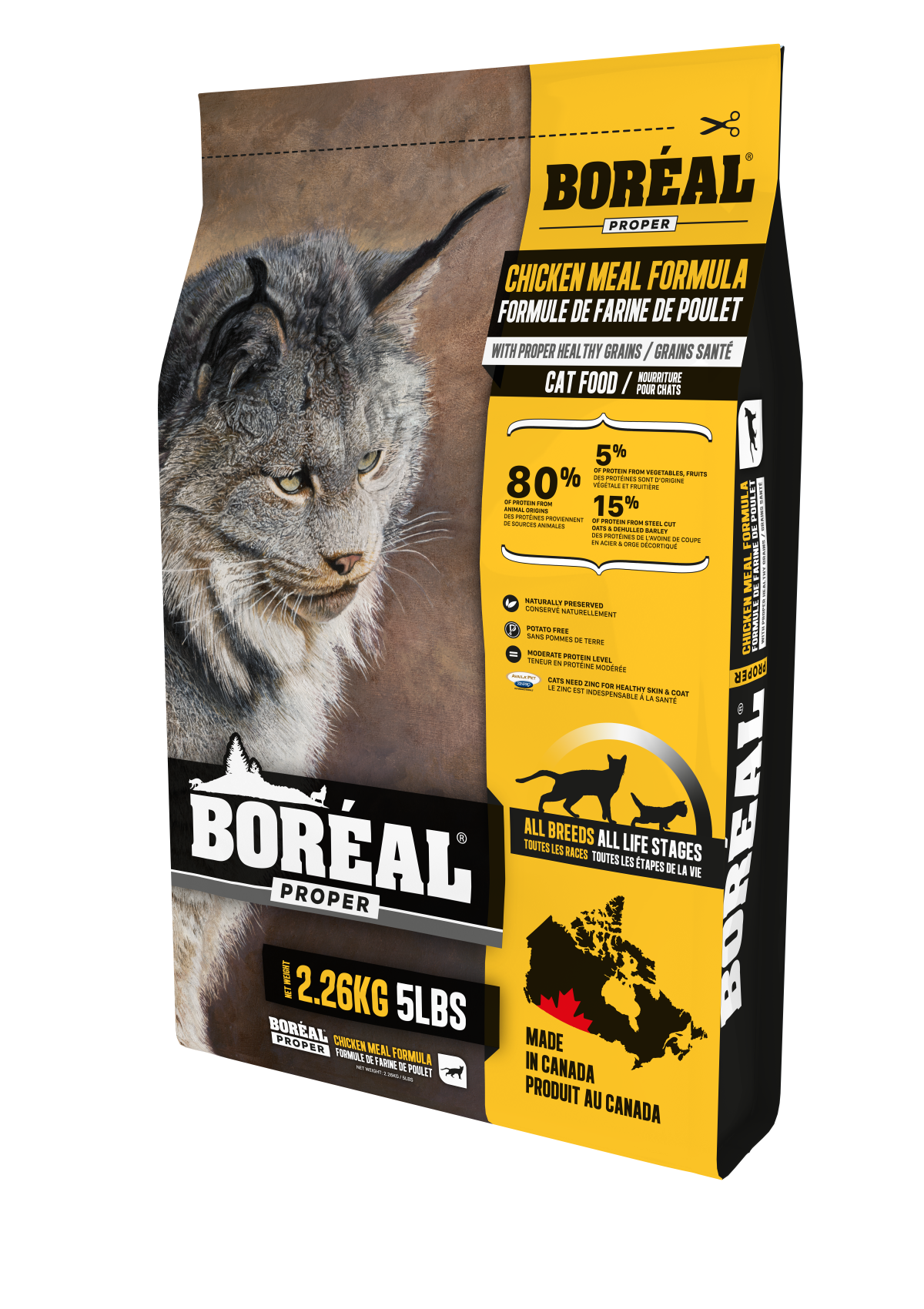 BORÉAL PROPER CHICKEN MEAL LOW CARB GRAINS for Cats 12 lbs.