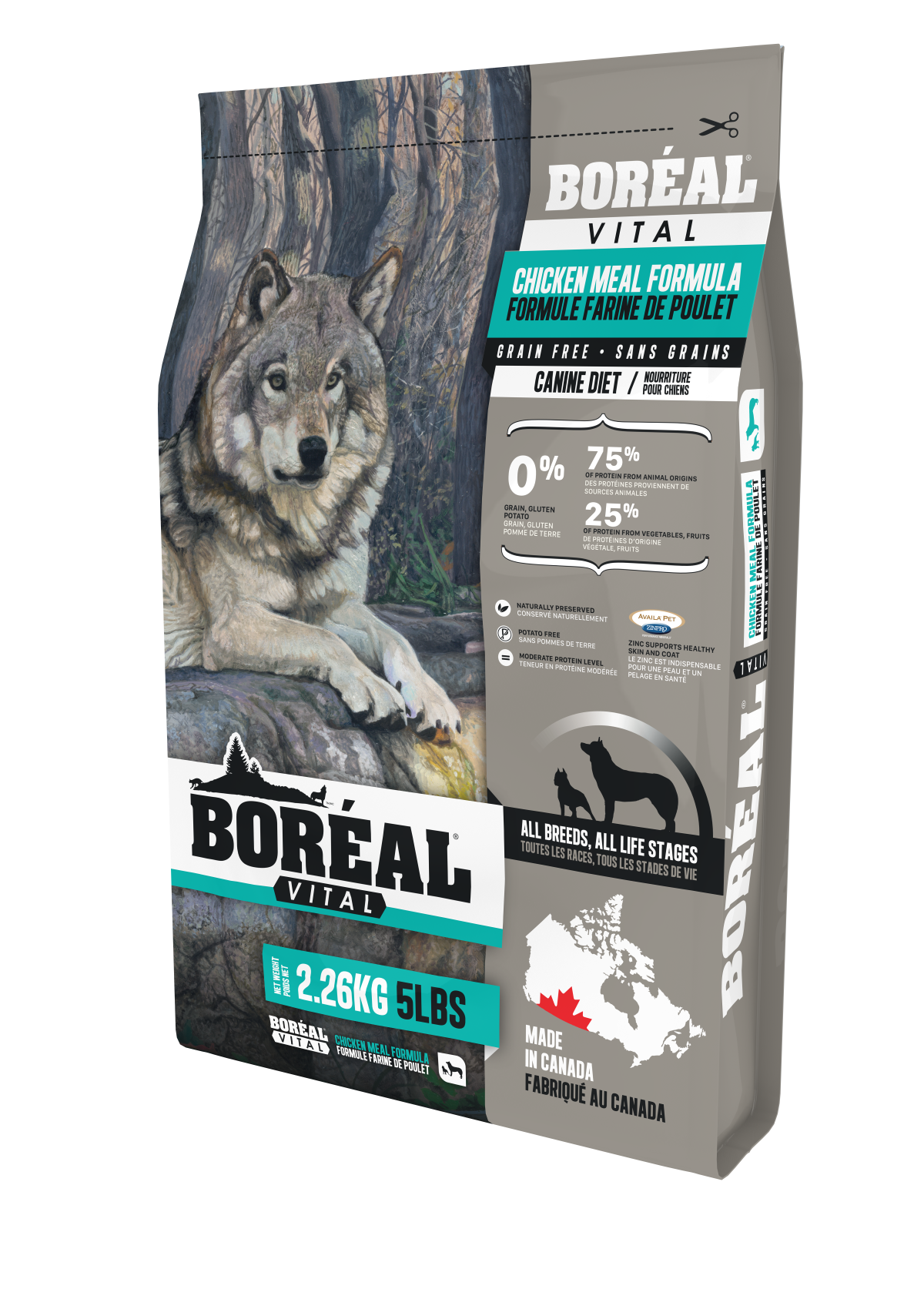 BORÉAL VITAL ALL BREED CHICKEN MEAL - GRAIN FREE for dogs 25 lbs.