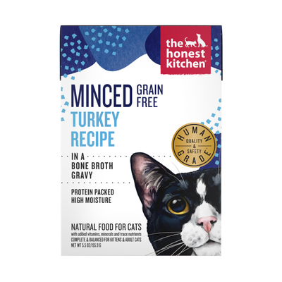 Honest Kitchen  - Grain Free Minced Turkey in Bone Broth for Cats 12 x 5.5oz