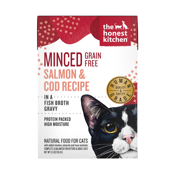 Honest Kitchen  - Grain Free Minced Salmon & Cod in Fish Broth for Cats 12 x 5.5oz