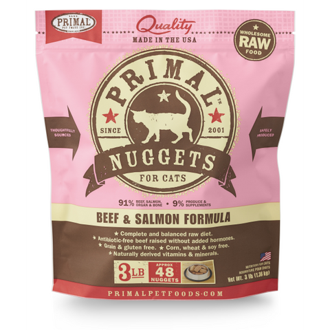 Primal Cat Raw Beef/Salmon Nuggets 3 lb