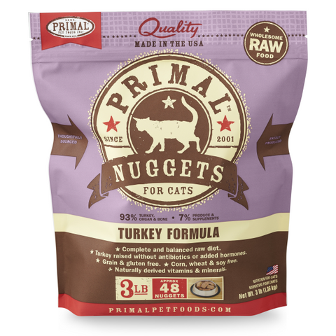 Primal Cat Raw Turkey Nuggets 3 lb