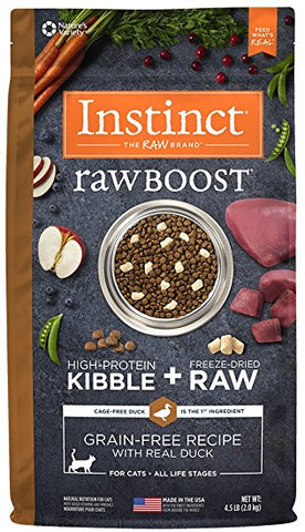 Nature's Variety Instinct Raw Boost Grain free  for cats Duck Meal Kibble 4.4 lbs. bag