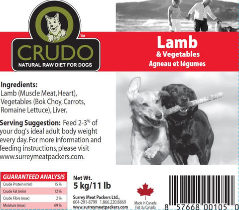 Crudo Lamb & Vegetables 500 gram tubes
