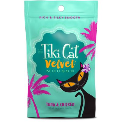 Tiki Cat Velvet Mousse Grain-Free Tuna & Chicken 12x2.8oz pouches