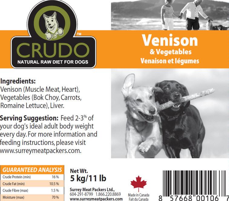 Crudo Venison & Vegetables 500 gram tubes