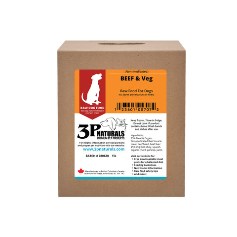3P naturals - Non-Medicated Beef and organs with vegetables for Dogs