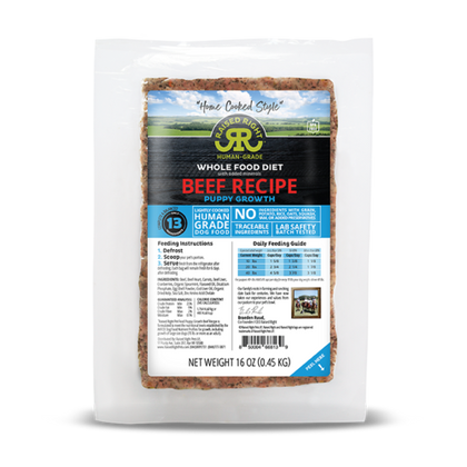 Raised Right - Beef Puppy Growth Recipe - 8x1 Lb