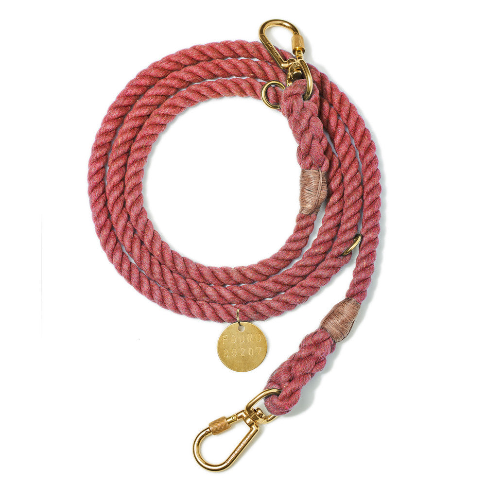 Found My Animal Nantucket Red Up-Cycled Rope Dog Leash - Adjustable