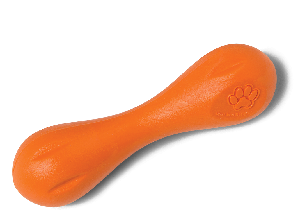 West Paw 8000372 Zogoflex Orange Hurley Bone Synthetic Rubber Chew