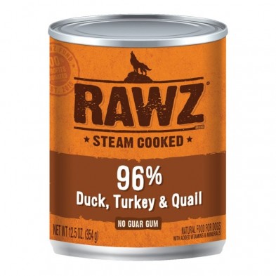 RAWZ 96% Duck, Turkey & Quail for DOGS 12 x 12.5 oz cans