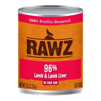 RAWZ 96% Lamb & Lamb Liver for DOGS 12 x 12.5 oz cans