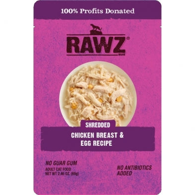 RAWZ Shredded Chicken Breast & Egg Pouch 8x2.46oz