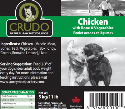 Crudo Chicken with Bone & Vegetables 500 gram tubes