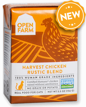 Open Farm Harvest Chicken Rustic Blend Stew for Cats 12 x 5.5 oz Tetra Packs
