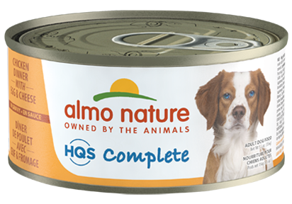 ALMO NATURE HQS COMPLETE DOG Chicken Dinner with Cheese and Egg  24 X 156 gram cans