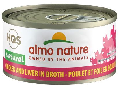 ALMO NATURE HQS NATURAL CAT - Chicken and Liver in broth 24 X 70 gram cans