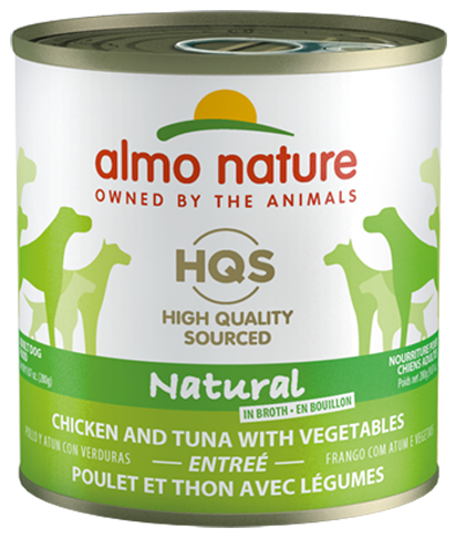 ALMO NATURE HQS NATURAL DOG Chicken and tuna with vegetables entrée 12 X 280 gram cans
