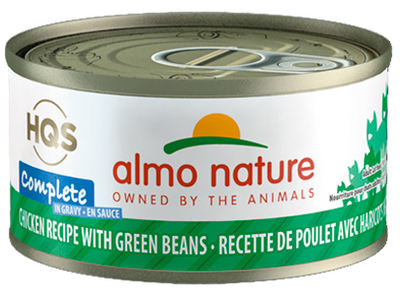 ALMO NATURE HQS COMPLETE CAT Chicken recipe with Green Bean in gravy 24 X 70 gram cans