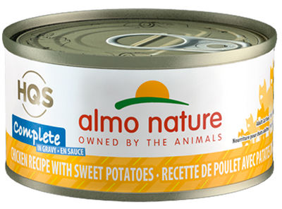 ALMO NATURE HQS COMPLETE CAT Chicken recipe with Sweet Potatoes in gravy 24 X 70 gram cans