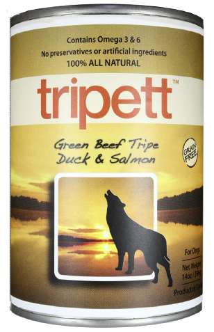 Tripett Green Beef Tripe; Duck & Salmon 12 x 396 gr cans