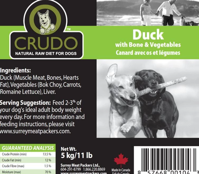 Crudo Duck with Bone & Vegetables  500 gram tubes