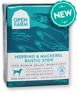 Open Farm Harvest Herring & Mackrel Rustic Stew for Dogs 12 x 12.5 oz Tetra Packs