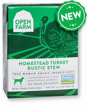 Open Farm Harvest Homestead Turkey Rustic Stew for Dogs 12 x 12.5 oz Tetra Packs