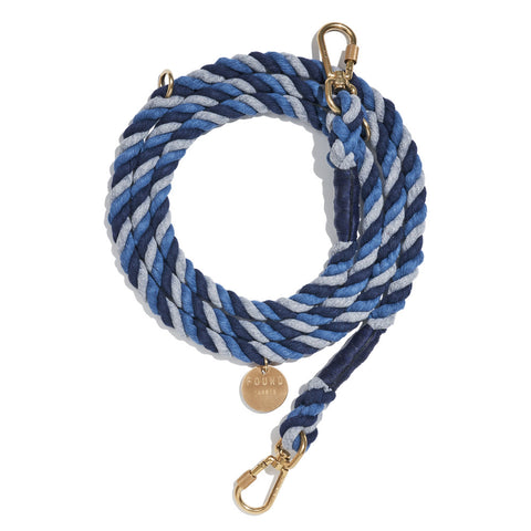 Found My Animal Gray, Blue, Navy Up-Cycled Rope Dog Leash - Adjustable
